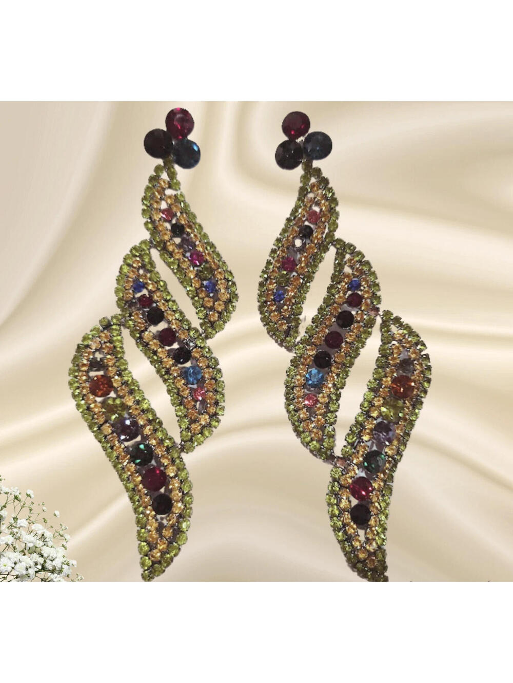 5.2" Long Rhinestone Dangle Earrings Pierced Pageant Prom Jewelry Wedding NEW